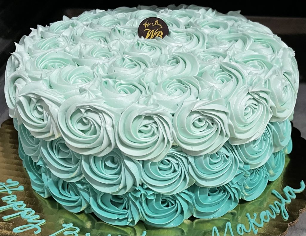Ombre Rosette Cake in Teal Shades