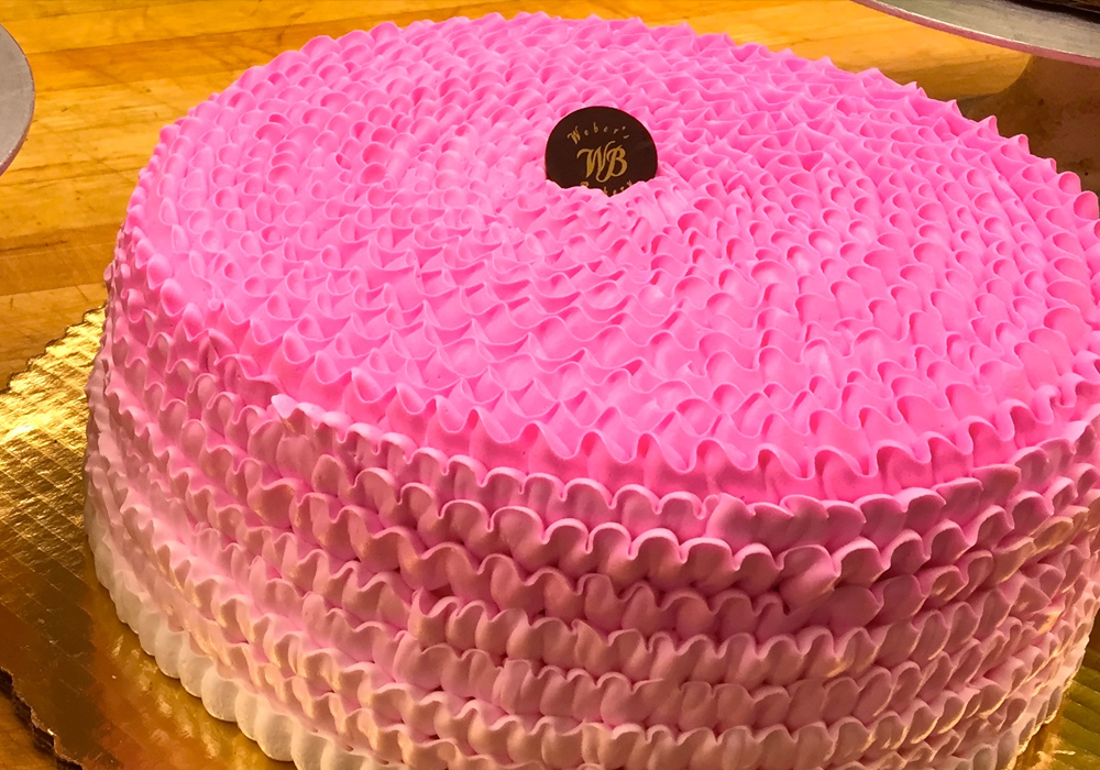 Pink ombre cake with ruffles
