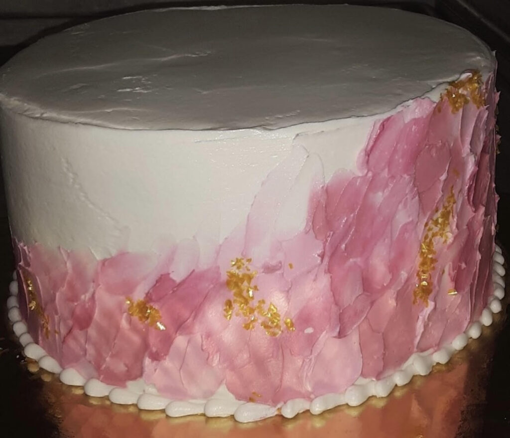 White and pink cake